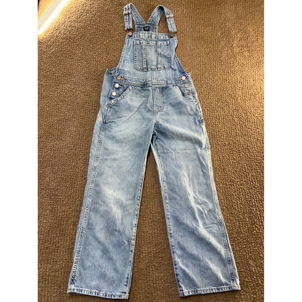Gap Kids Denim Overalls Light Wash Straight Leg Bib Dungarees Size L
